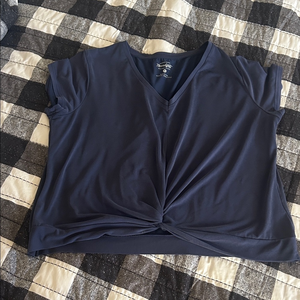 Dark Blue Twist Front Crop Top